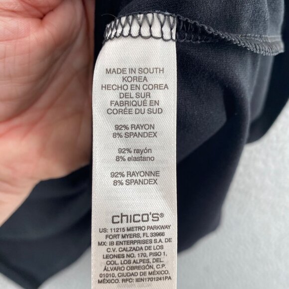 Chicos Top Womens 3 US Extra Large Black Refined Knit Stretch Cap Sleeve Casual - Picture 6 of 10